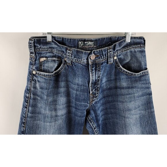 Silver Jeans Mens 34x30 Blue Zac Straight Leg Denim Altered Hem - Picture 2 of 11